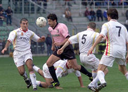 Belmonte in azione nel derby d'andata tra Palermo-Messina